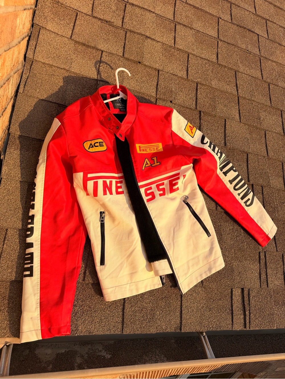 Finesse Red and White Moto Racing Jacket